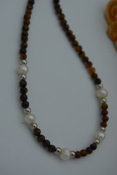 STONEAGE Kaplan Gözü ve İnci Taşlı Bayan Kolye thumbnail 4