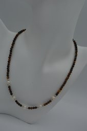 STONEAGE Kaplan Gözü ve İnci Taşlı Bayan Kolye thumbnail 7