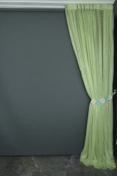 ORKİDE FISTIK YEŞİLİ RENK TEK KANAT Hazır dikilmiş Pileli Fon Perde 300*260 cm thumbnail 5