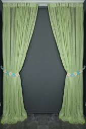 ORKİDE FISTIK YEŞİLİ RENK TEK KANAT Hazır dikilmiş Pileli Fon Perde 300*260 cm thumbnail 6