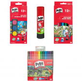 Pritt Boyama Seti (12 li Sulu Boya+ 12 li Kuru Boya+ 12 li Keçeli Kalem Boya + Pritt Yapıştırıcı) - 1