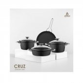 Amboss Cruz 7 Parça Cam Kapaklı Döküm Tencere Seti - Siyah - 2