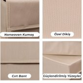 CUTY HOME EV TEKSTİL BEJ ÇOK AMAÇLI KUTU HURÇ-4LÜ SET - 6