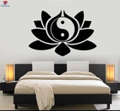 Oturma Odası, Yatak Odası Duvar Sticker Lotus Çiçeği Yin Yang Sembolü Budizm Yoga Çıkartmalar Benzersiz Hediyelik - 1