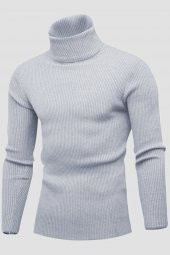 Unisex 2’li Hazır Paket Siyah - Gri Balıkçı Yaka Kaşkorse Şardonlu Slimfit Boğazlı Kazak - 3