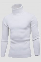 Unisex 2’li Hazır Paket Siyah - Beyaz Balıkçı Yaka Kaşkorse Şardonlu Slimfit Boğazlı Kazak - 3