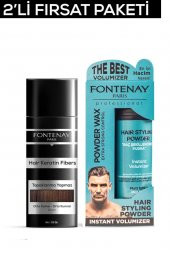 Fontenay Saç Dolgunlaştırıcı KeratinFibers Orta Kahve Topik Saç Tozu 50gr+Matt Effect Toz Wax 2Li Set - 1