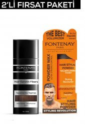 Fontenay Saç Dolgunlaştırıcı KeratinFibers Orta Kahve Topik Saç Tozu 50gr+Ultra Strong Toz Wax 2Li Set - 1