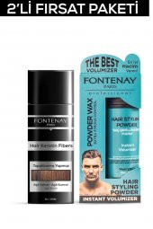 Fontenay Saç Dolgunlaştırıcı KeratinFibers Açık Kahve Topik Saç Tozu 50gr+Matt Effect Toz Wax 2Li Set - 1
