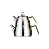 Amboss AQA-4622 Aquamarine Orta Boy Altın Çelik Kulp Çaydanlık - 1