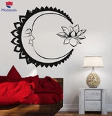 Oturma Odası, Yatak Odası Duvar Sticker Ay Lotus Çiçeği Meditasyon Yoga Yatak Odası Tasarım Çıkartmaları Benzersiz Hediyelik - 1