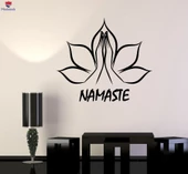 Oturma Odası, Yatak Odası Duvar Sticker Lotus Çiçeği Namaste Eller Yoga Çıkartmalar Benzersiz Hediyelik thumbnail 1