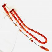 Ömer Daş Usta İmzalı Sikkeli Beyzi Model Sistemli 6-13mm Blok Zar - Ateş Kehribar Tesbih thumbnail 1