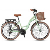 Kron Geroni Sirio 26" Jant Camurluklu Sepetli Sehir Bisikleti Mint Yesili Kahve - 1