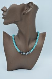 STONEAGE Turkuaz ve Dantelli Akik Doğal Taş Bayan Kolye thumbnail 3