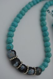 STONEAGE Turkuaz ve Dantelli Akik Doğal Taş Bayan Kolye thumbnail 5