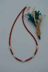 STONEAGE Mercan ve İncili Bayan Kolye thumbnail 3