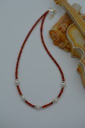 STONEAGE Mercan ve İncili Bayan Kolye thumbnail 5