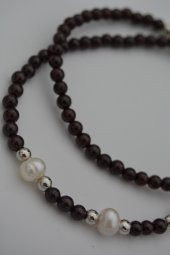 STONEAGE Lal Garnet ve İnci Taşlı Bayan Kolye thumbnail 3