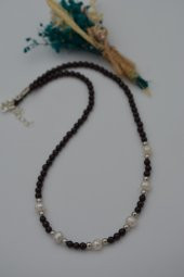 STONEAGE Lal Garnet ve İnci Taşlı Bayan Kolye thumbnail 4