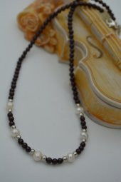 STONEAGE Lal Garnet ve İnci Taşlı Bayan Kolye thumbnail 5