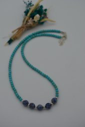 STONEAGE Turkuaz ve Sodalit Doğal Taşlı Bayan Kolye thumbnail 4