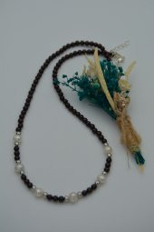 STONEAGE Lal Garnet ve İnci Taşlı Bayan Kolye thumbnail 9