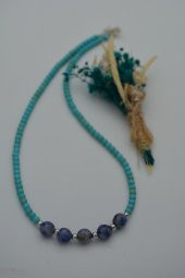 STONEAGE Turkuaz ve Sodalit Doğal Taşlı Bayan Kolye thumbnail 6