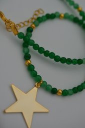 STONEAGE Yeşim Taşlı Yıldızlı Bayan Kolye Doğal Taş thumbnail 2