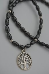 STONEAGE Hematit Taşlı ve Hayat Ağacı Figürlü Bayan Kolye thumbnail 1