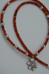 STONEAGE Mercan Taşlı Kar Tanesi Bayan Doğal Taş Kolye thumbnail 2