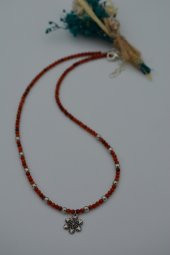 STONEAGE Mercan Taşlı Kar Tanesi Bayan Doğal Taş Kolye thumbnail 3