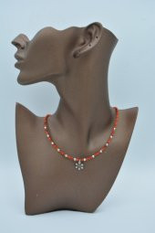 STONEAGE Mercan Taşlı Kar Tanesi Bayan Doğal Taş Kolye thumbnail 4