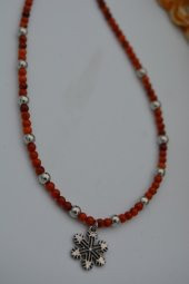 STONEAGE Mercan Taşlı Kar Tanesi Bayan Doğal Taş Kolye thumbnail 5