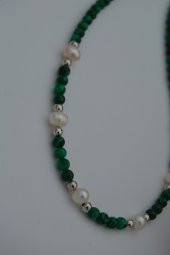 STONEAGE Malahit ve İncili Kolye Doğal Taş thumbnail 1