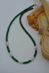 STONEAGE Malahit ve İncili Kolye Doğal Taş thumbnail 2