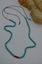 STONEAGE JEWELLERY Mercan ve Turkuaz Taşlı Metalsiz Kolye thumbnail 2