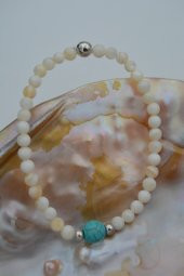 STONEAGE JEWELLERY Sedef ve Turkuaz Doğal Taşlı Spor Bileklik thumbnail 1