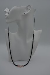 STONEAGE JEWELLERY Pembe Kuvars ve Oniks Taşlı Metalsiz Kolye thumbnail 5