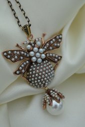 STONEAGE Zirkon Taşlı Arı Kolye Zincir Hediyeli ve Özel Kutusunda thumbnail 4