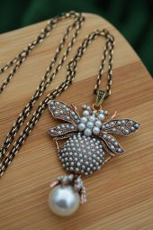 STONEAGE Zirkon Taşlı Arı Kolye Zincir Hediyeli ve Özel Kutusunda thumbnail 5