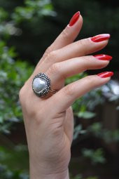 STONEAGE Sakız İncisi El Yapımı Ayarlanabilir Kadın Yüzük thumbnail 6