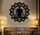 Oturma Odası, Yatak Odası Duvar Sticker Lotus Çiçeği Poz Yoga Meditasyon Stüdyo Çıkartmaları Benzersiz Hediyelik thumbnail 1