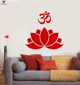 Oturma Odası, Yatak Odası Duvar Sticker Lotus Çiçeği Om Mantra Yoga Meditasyon Çıkartmaları thumbnail 1