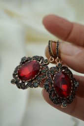 STONEAGE Yakut ve Zirkon Taşlı Kolye ve Küpe Set Takım - 4