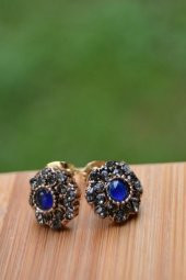 STONEAGE Otantik Safir Mavi Bayan Küpe thumbnail 1