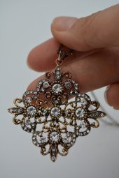 STONEAGE Kolye Zirkon Taşlı Madeni Bronz ve Zincir Hediyeli thumbnail 1