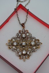 STONEAGE Kolye Zirkon Taşlı Madeni Bronz ve Zincir Hediyeli thumbnail 2