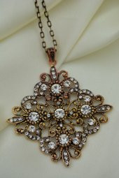 STONEAGE Kolye Zirkon Taşlı Madeni Bronz ve Zincir Hediyeli thumbnail 8