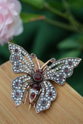 STONEAGE Kelebek Broş Yaka İğnesi Yakut Taşlı - 1